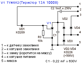 Схема коммутатора мопеда альфа